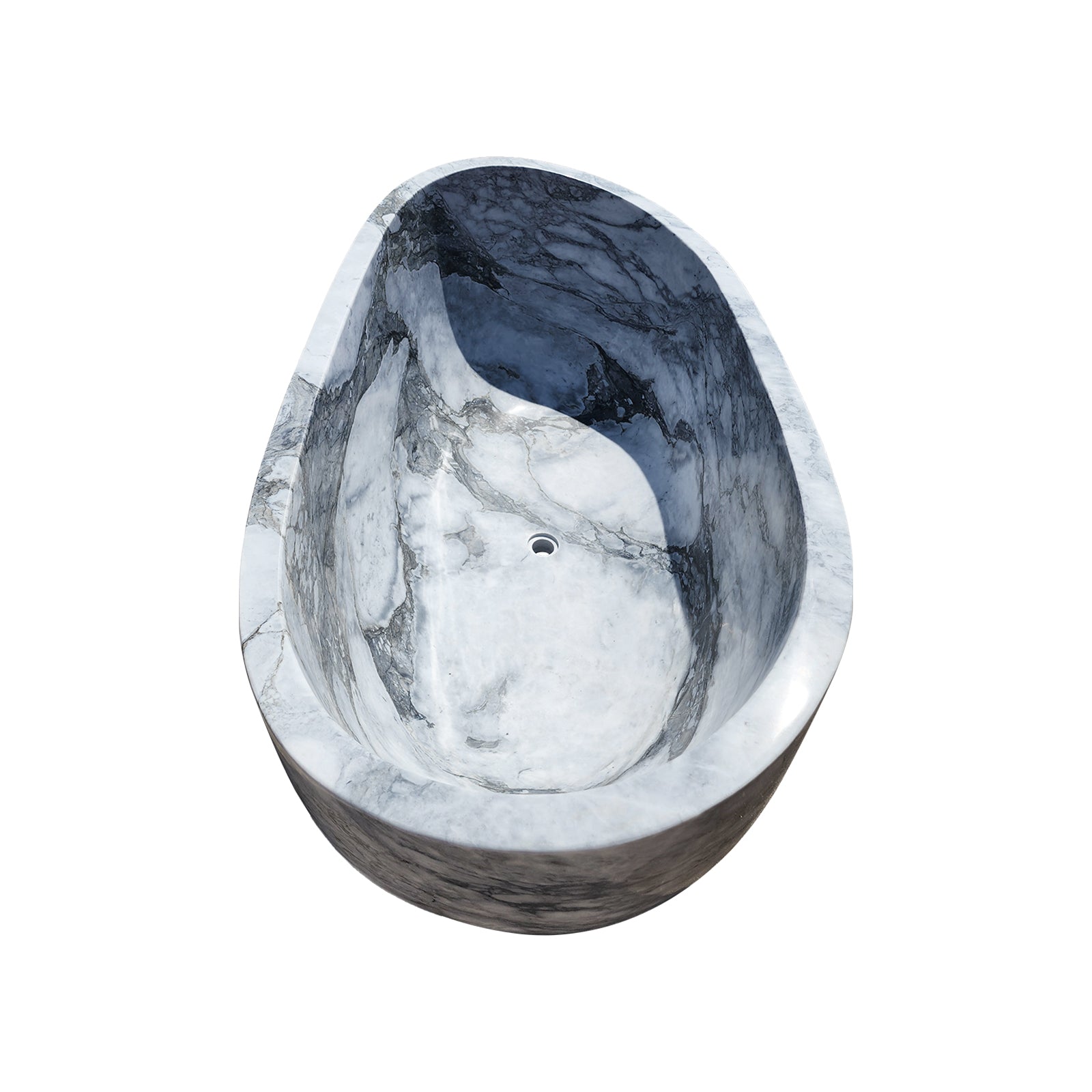 Luxury marble natural stone bathtub with grey and white veining