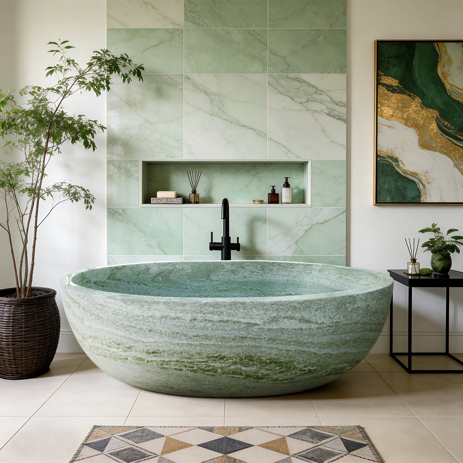 Elite Green Marble Bathtub Soaking Tub ET-M-O27