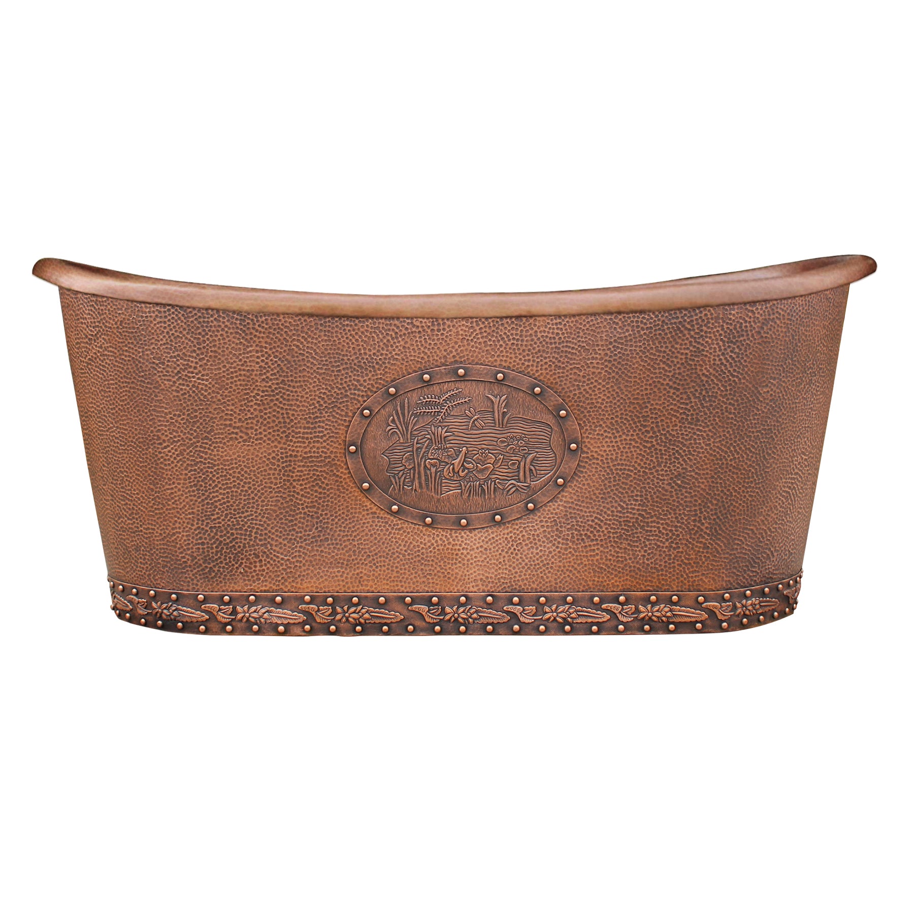 Elite Double Slipper heavy-hammered Copper Freestanding Bathtub ECP-10