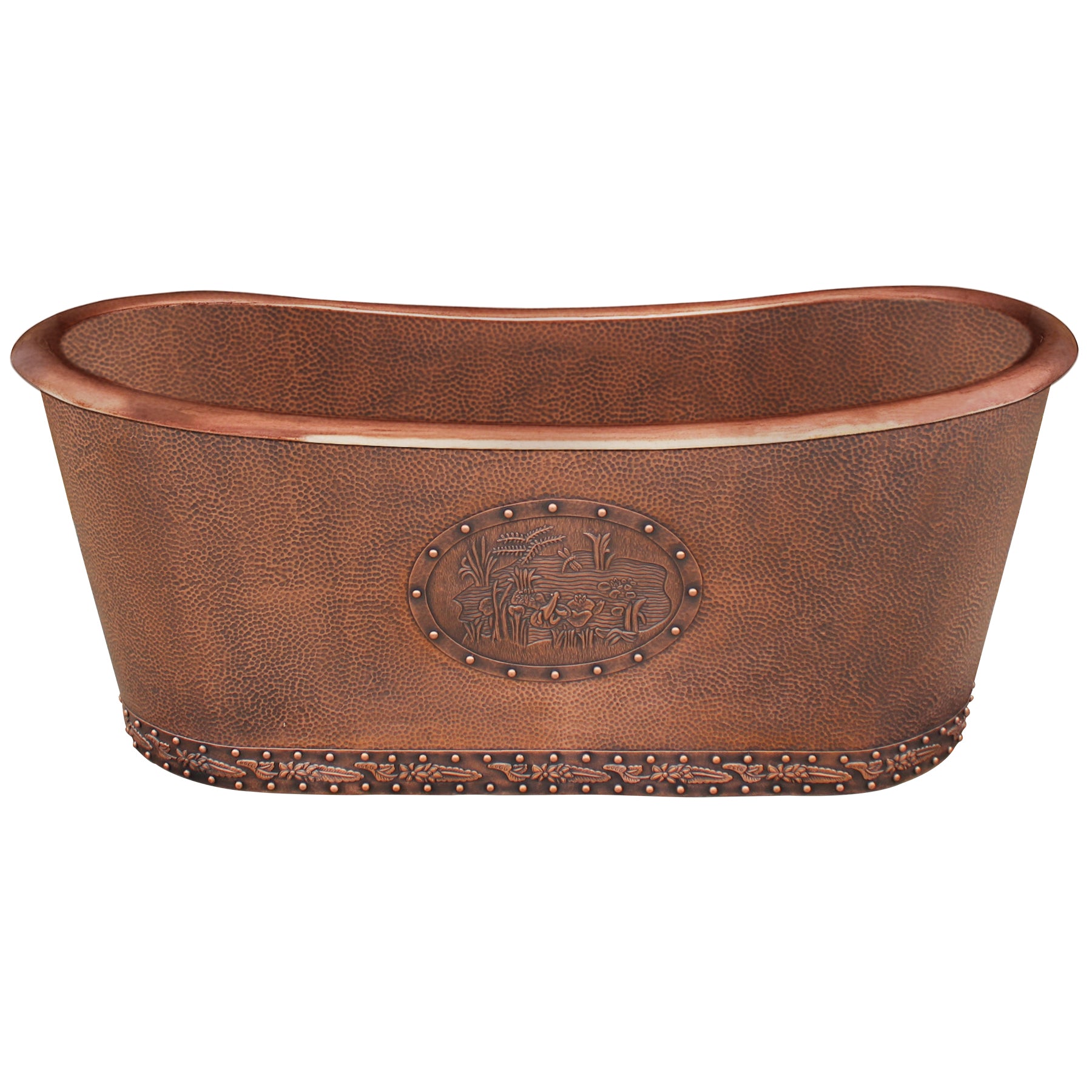 Elite Double Slipper heavy-hammered Copper Freestanding Bathtub ECP-10