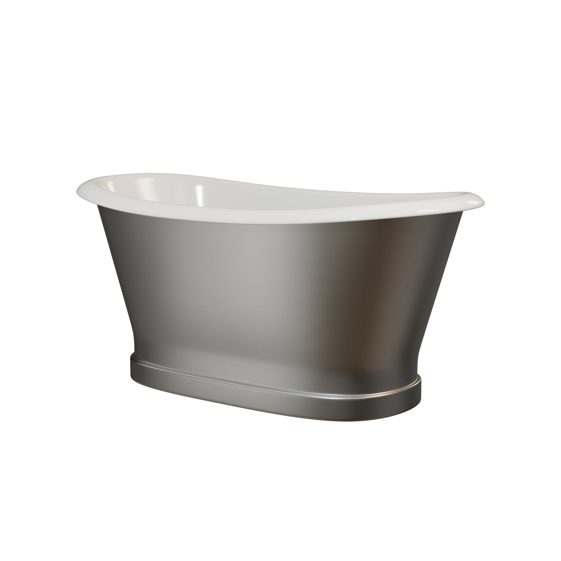 Stainless steel freestanding bathtub with cast iron interior, modern bathroom soaking tub
