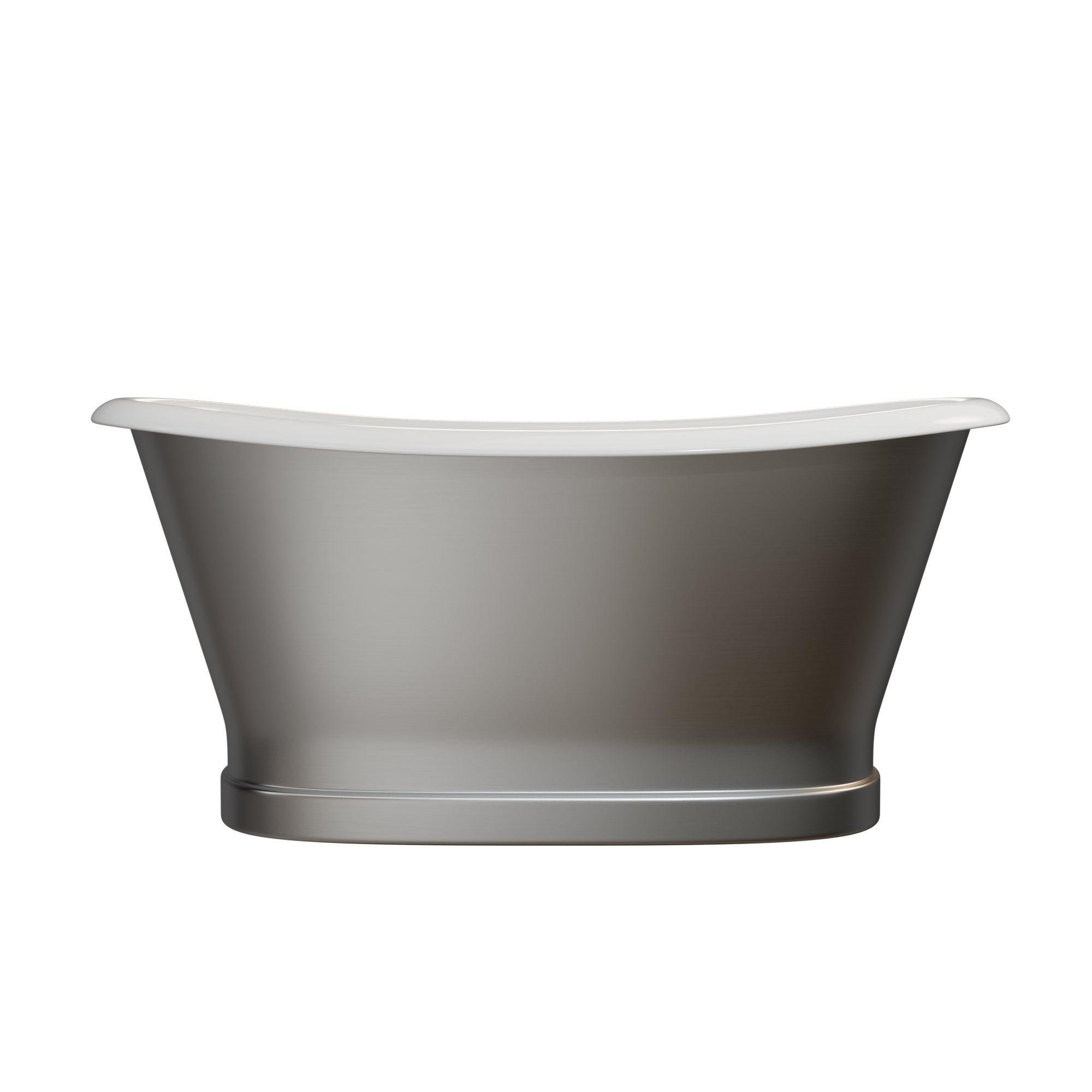 EliteBathtub modern freestanding bathtub, polished stainless steel exterior with cast iron interior, luxury soaking tub