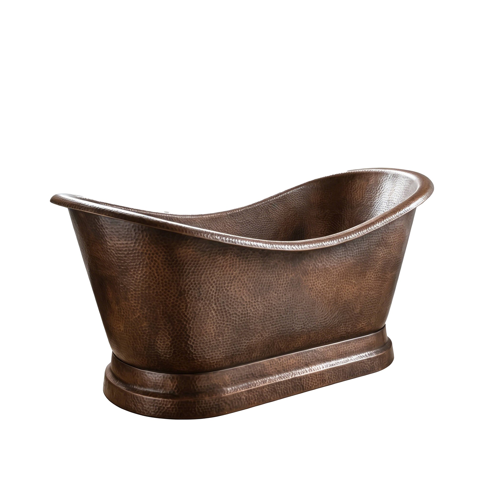 Luxury Hammered Copper Double-Slipper Freestanding Pedestal Bathtub