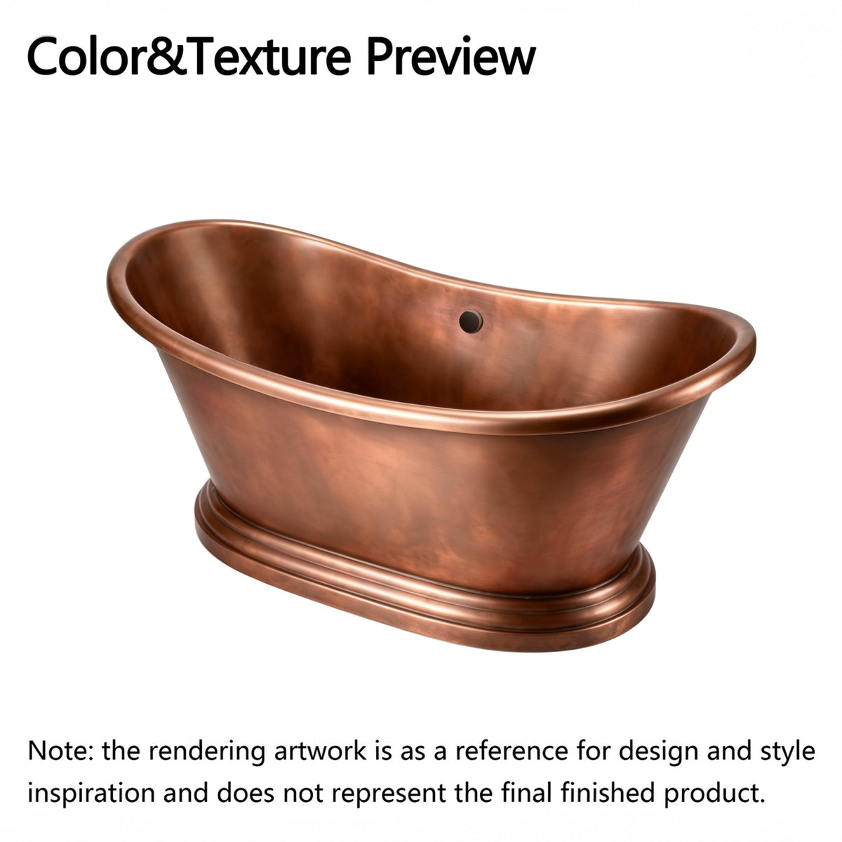 Elite Custom Double-Slipper Copper Freestanding Pedestal Bathtub for Dana