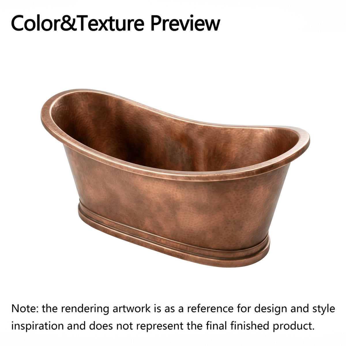 Elite Custom Double-Slipper Copper Freestanding Pedestal Bathtub for Dana