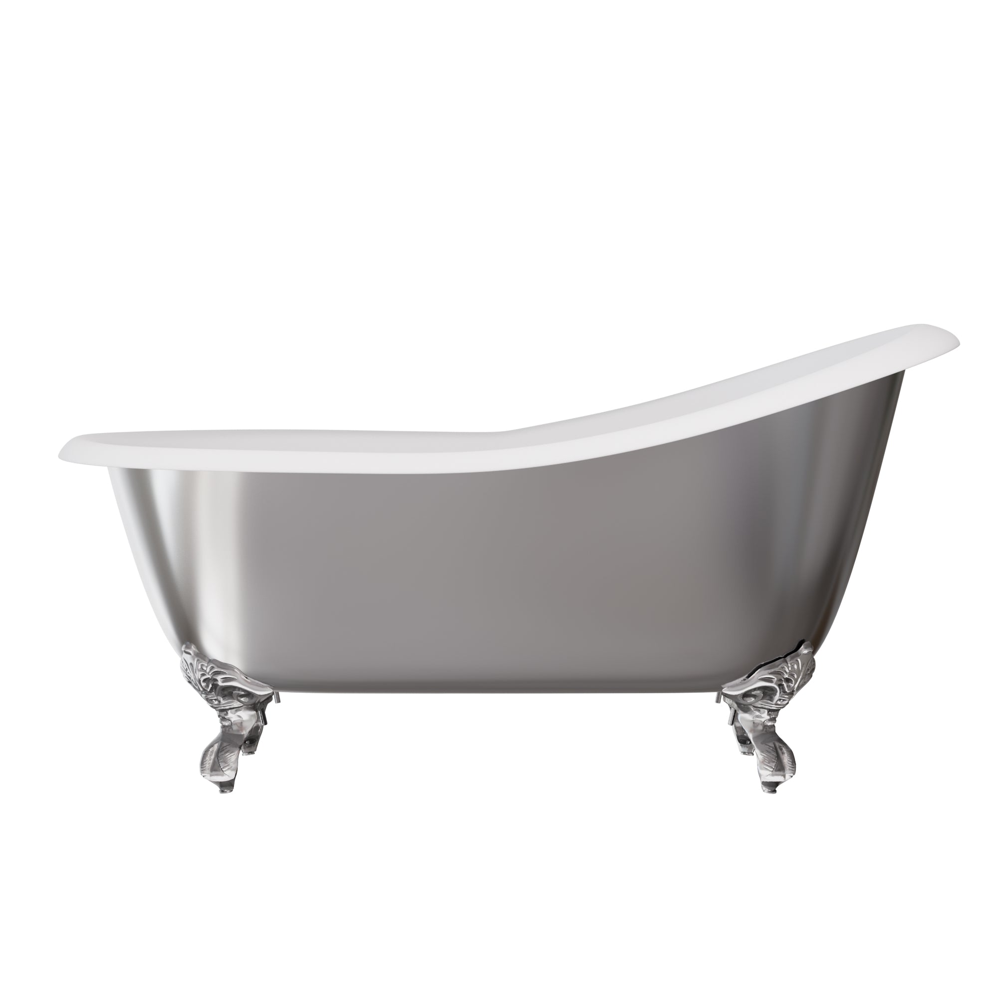 stainless steel freestanding soaking bathtub with cast iron interior, modern double-wall freestanding tub for bathroom