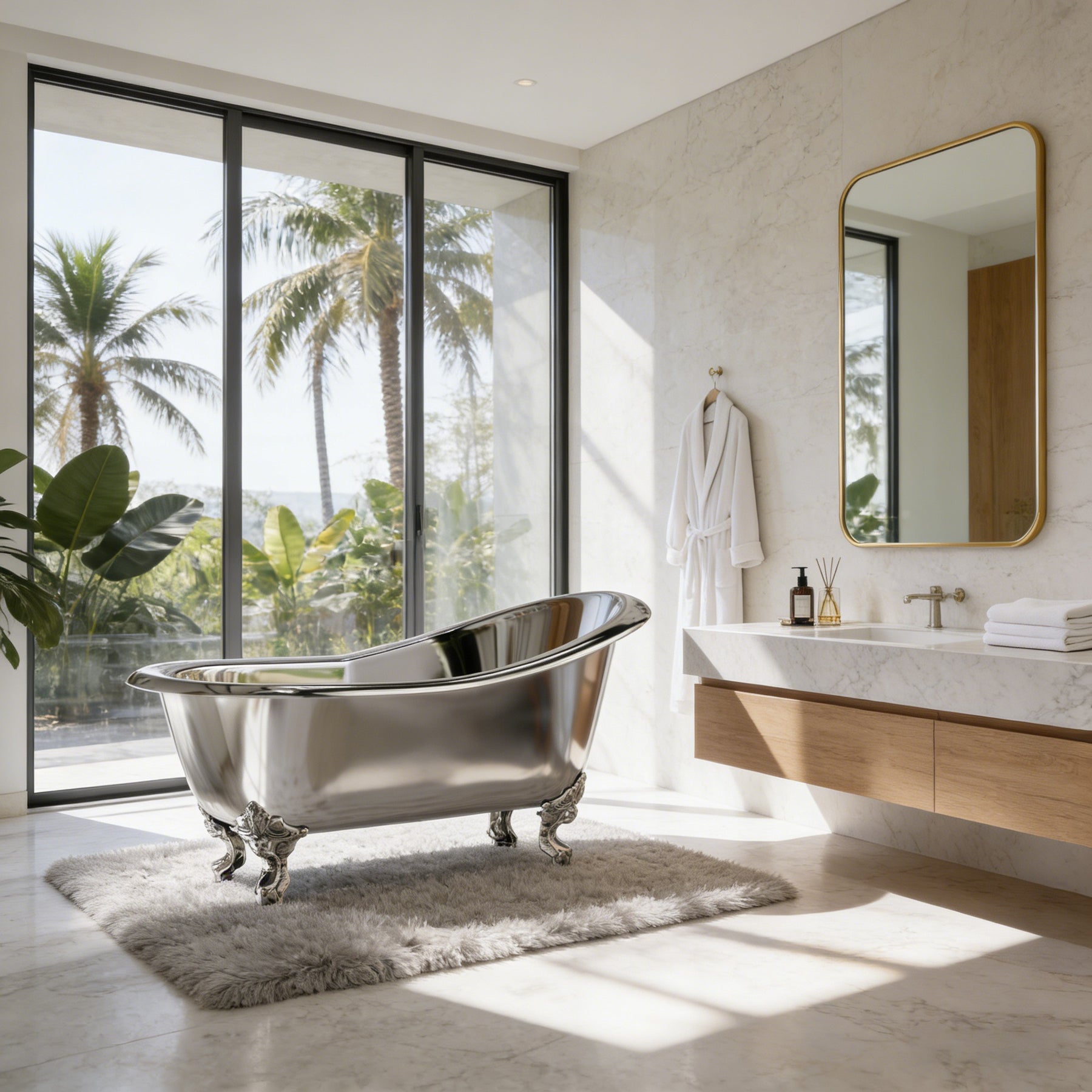 Elite Custom Single Slipper Stainless Steel Soaking Freestanding Bathtub EB-DL08