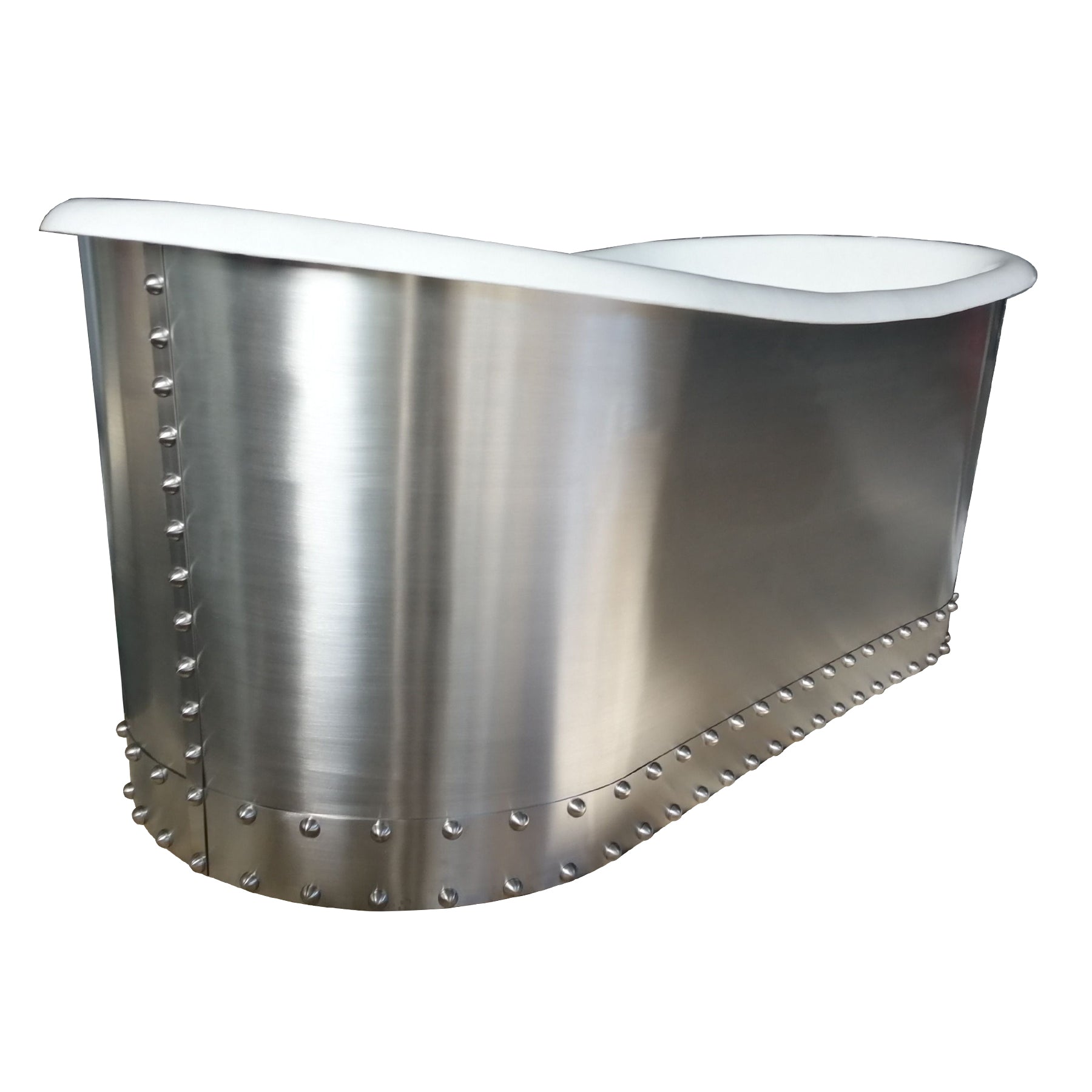 stainless steel freestanding bathtub with cast iron interior