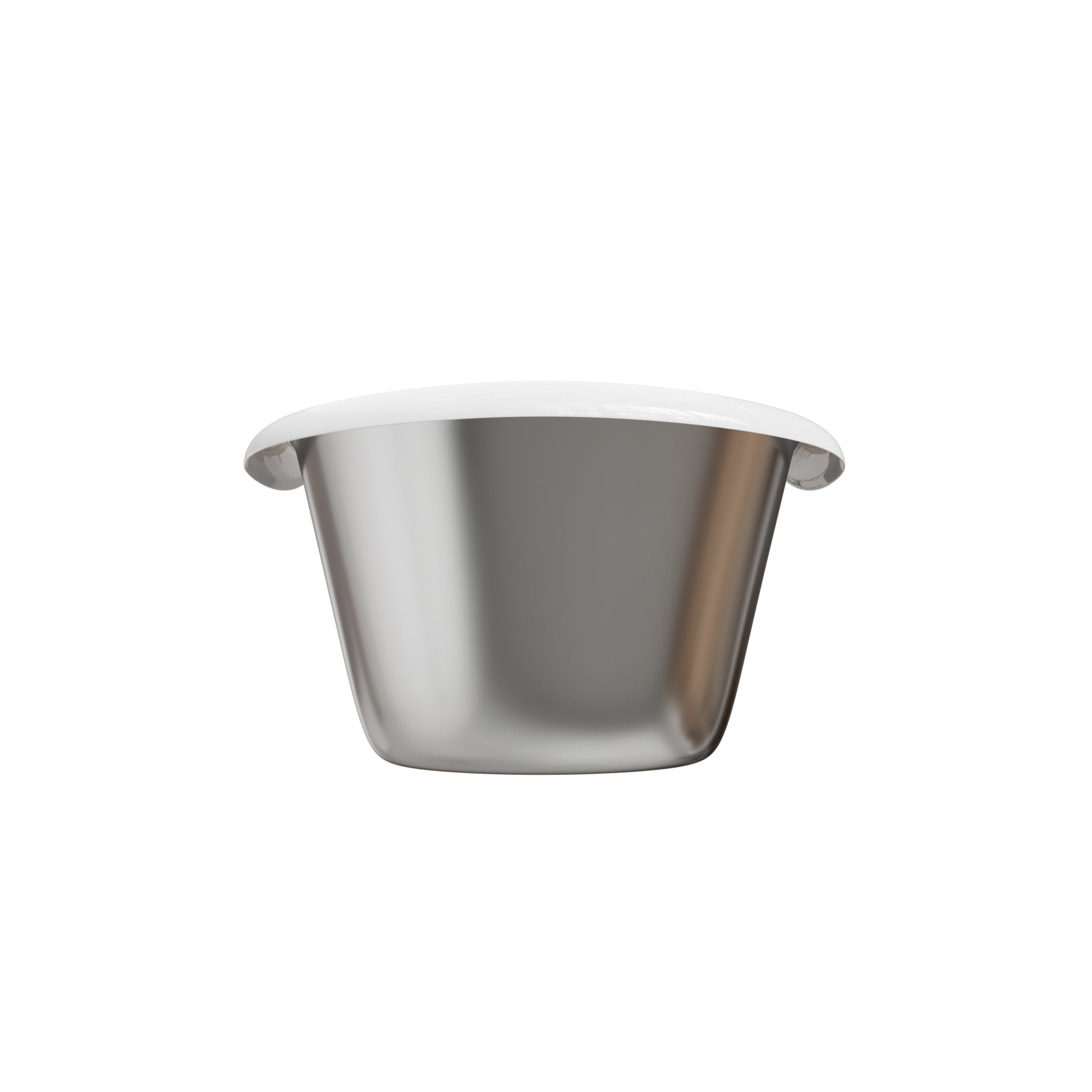 EliteBathtub modern freestanding bathtub, polished stainless steel exterior with white acrylic interior, luxury soaking tub