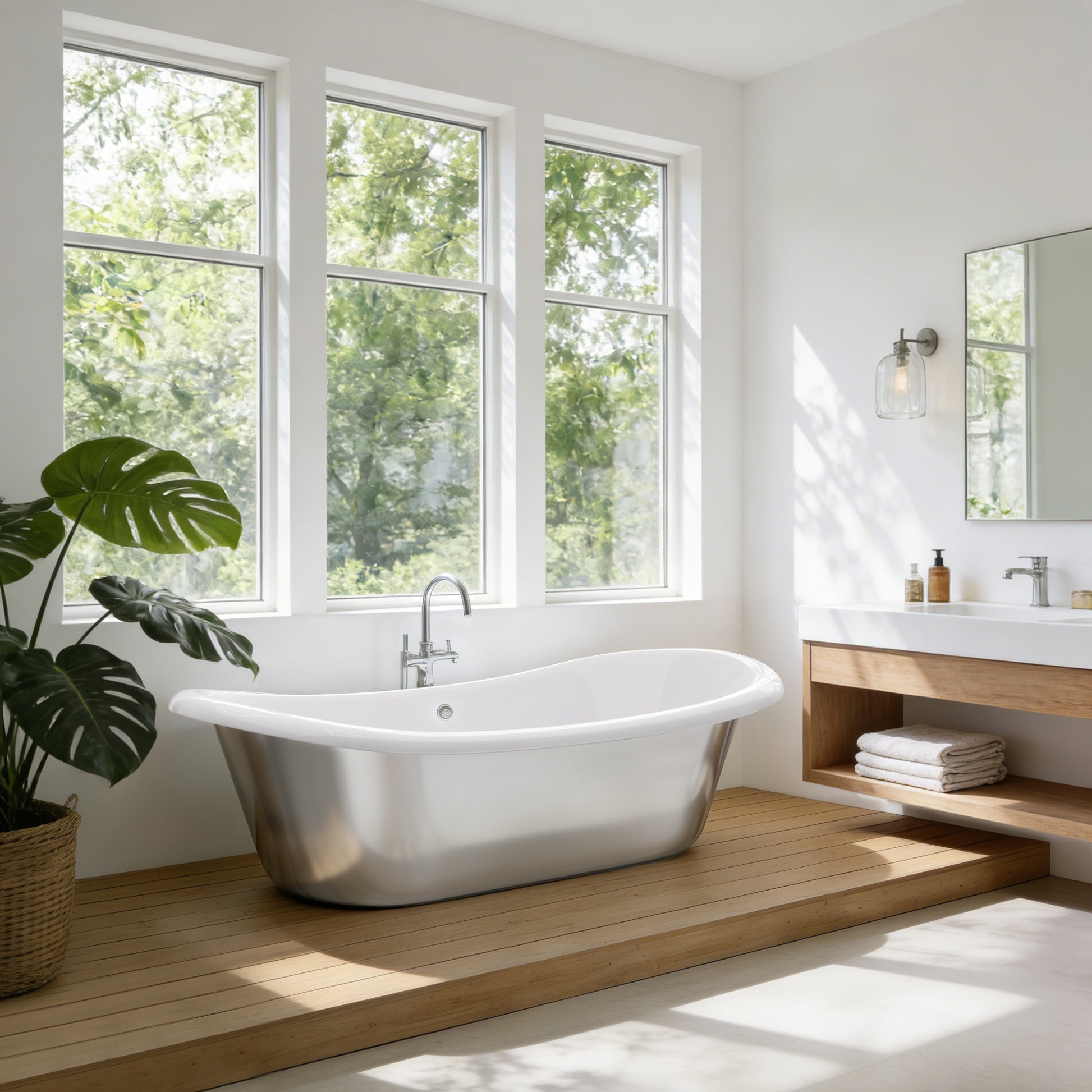 stainless steel freestanding custom bathtub for modern bathroom