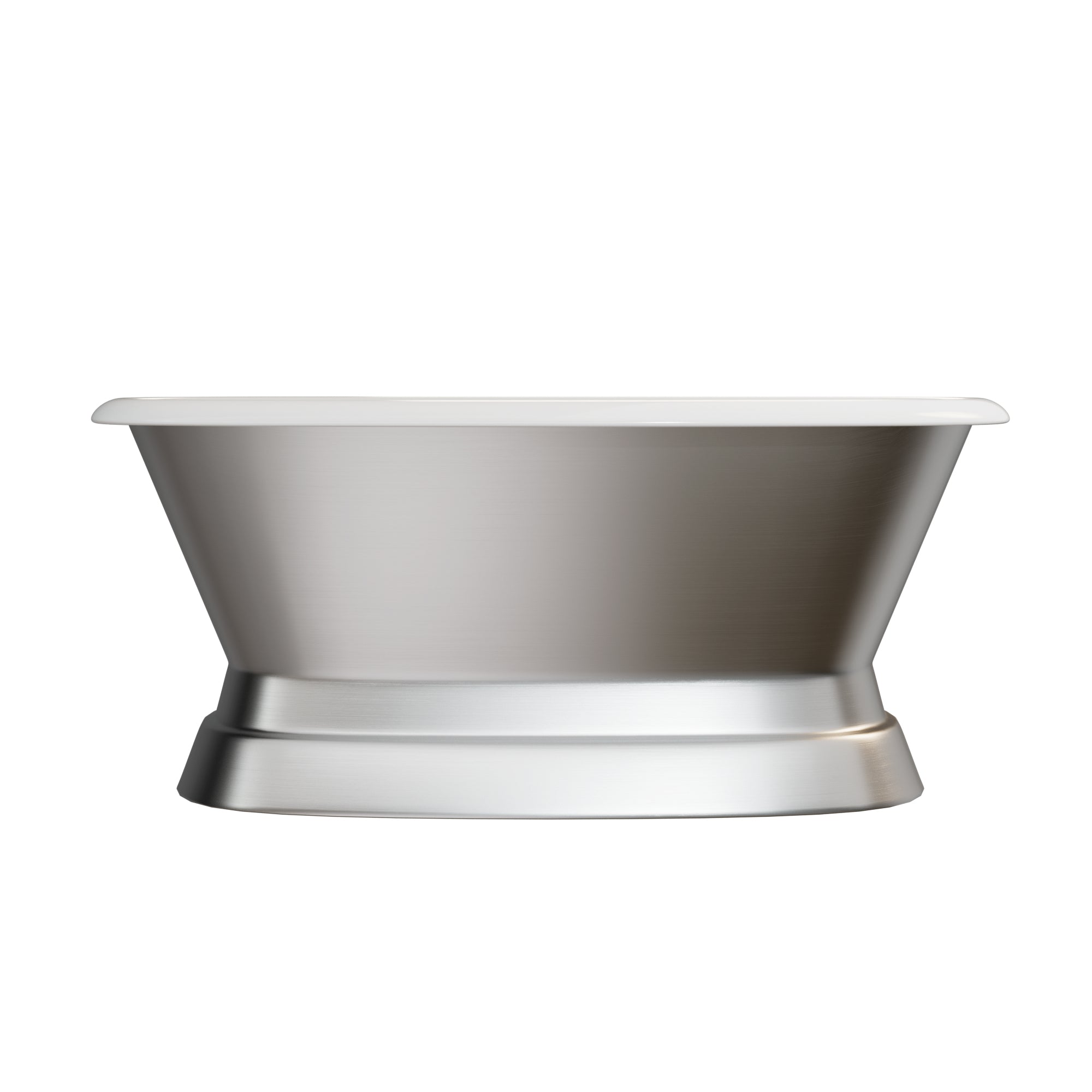 Modern stainless steel freestanding tub with cast iron interior, luxury bathroom tub