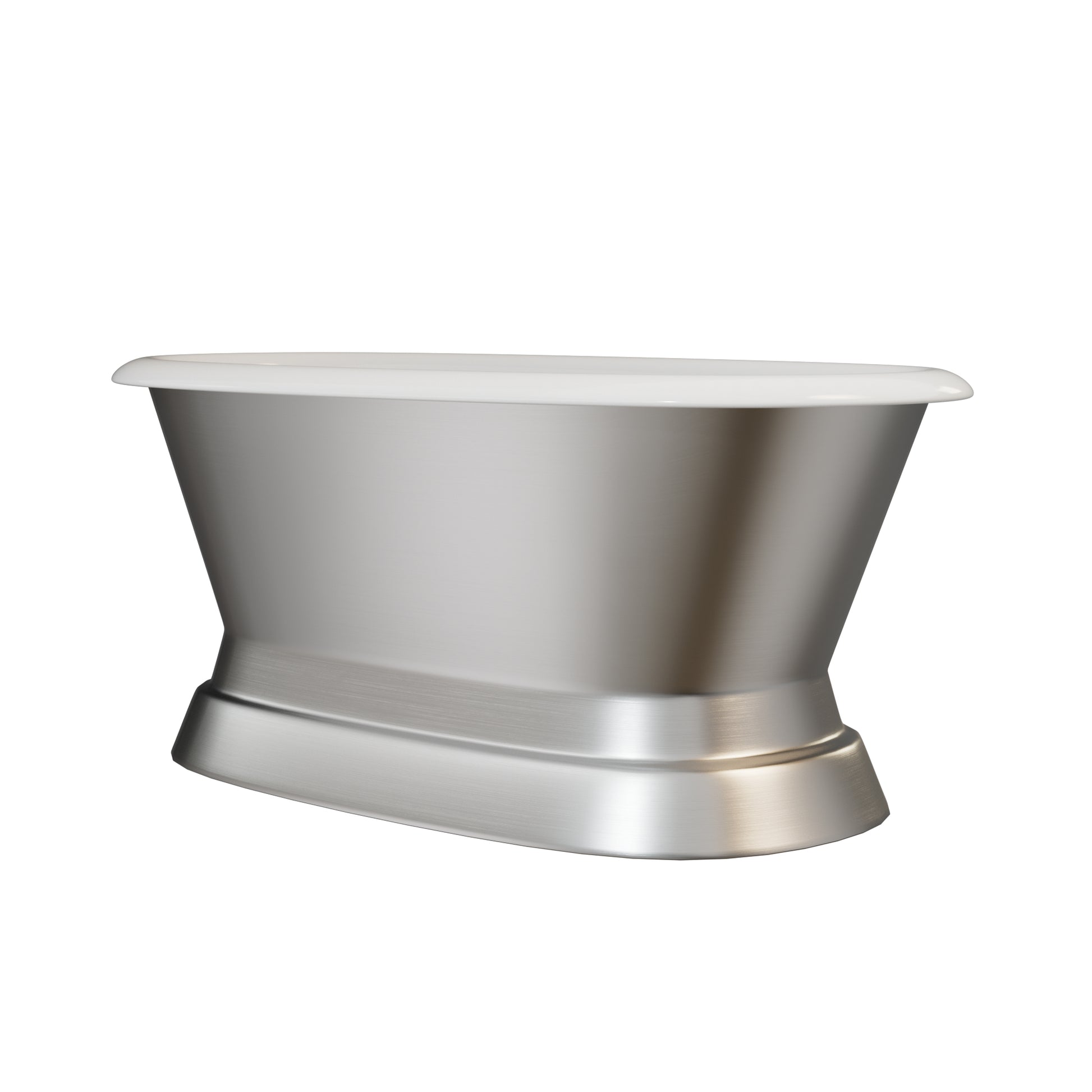 Modern stainless steel freestanding tub with cast iron interior, luxury bathroom tub