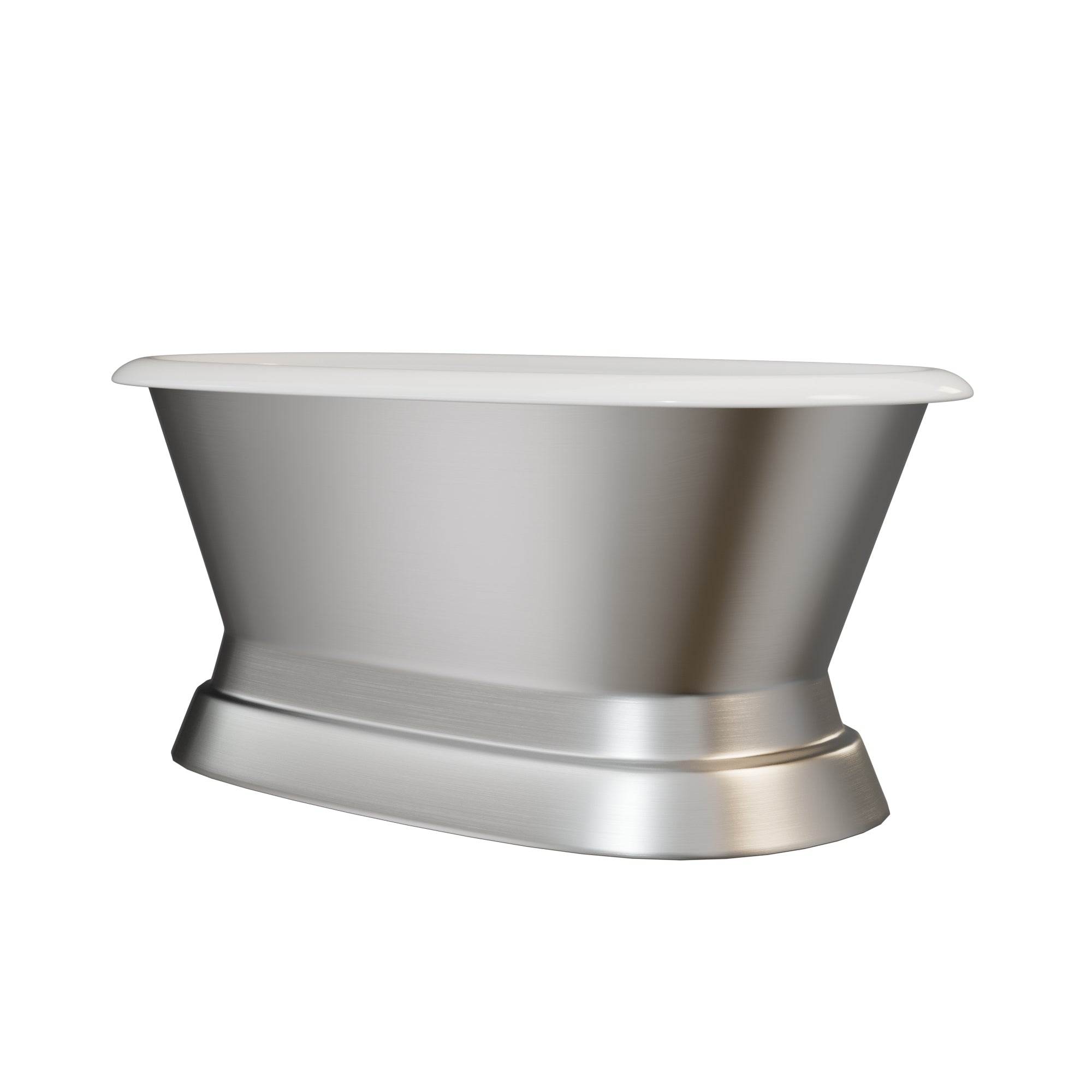 Modern stainless steel freestanding tub with cast iron interior, luxury bathroom tub